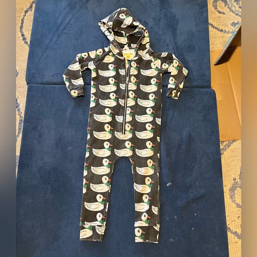 Kids Black and White Toucan Print Hooded Onesie